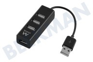 Ewent EW1123 Hub geschikt voor o.a. USB 2.0 Zwart 4 poorts USB hub mini geschikt voor o.a. USB 2.0 Zwart