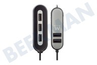 Universeel EW1355 5 Poorts  USB Autolader 10,8A geschikt voor o.a. Geschikt voor auto's en vrachtwagens