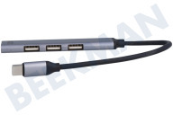 ACT  AC6425 USB-C hub, 3x USB-A 2.0 en 1x USB-A 3.0 geschikt voor o.a. 3x USB-A 2.0 en 1x USB-A 3.0