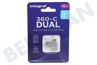 Integral INFD32GB360CDL3.0  360-C Dual Typer-C & USB3.0 Flash Drive 32 GB geschikt voor o.a. USB-C & USB3.0 Flash Drive