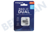 Integral INFD256GB360CDL3.0  360-C Dual Typer-C & USB3.0 Flash Drive 256 GB geschikt voor o.a. USB-C & USB3.0 Flash Drive