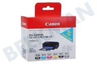 Canon CANBP550P  Inktcartridge geschikt voor o.a. Pixma MX925, MG5450 PGI 550 CLI 551 Multipack BK/BK/GY/C/M/Y geschikt voor o.a. Pixma MX925, MG5450
