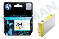 HP 364 Yellow Inktcartridge geschikt voor o.a. Photosmart C5380, C6380 No. 364 Yellow