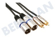 Universeel PAC150  Audiokabel 2x XLR male naar 2x RCA male 1 meter geschikt voor o.a. Audio