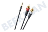 Oehlbach  D1C33190 Excellence Stereo-Audio Kabel, 3,5mm Jack/Cinch, 1 Meter geschikt voor o.a. Vergulde connectoren, 1 meter