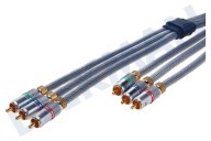 Tulp Kabel geschikt voor o.a. 0.9 Meter, Verguld, Shop verpakking Component Kabel, 3x Tulp RCA Male - 3x Tulp RCA Male