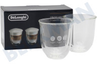 DeLonghi 5513284161 DBWALLCAPP Koffiezetapparaat Kopjes geschikt voor o.a. Set van 2 cappuccino glazen Dubbele thermowand geschikt voor o.a. Set van 2 cappuccino glazen