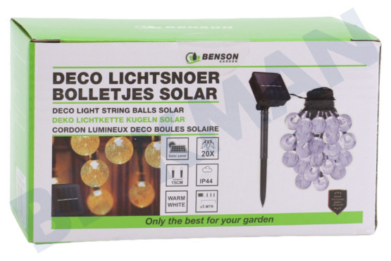 Benson  Solar LED Lichtsnoer 20 LED 5 Meter