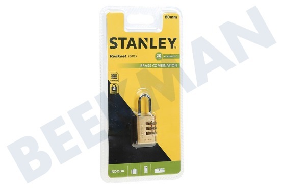 Stanley  S742-050 Stanley Hangslot Combination Brass 3 cijferig 20mm