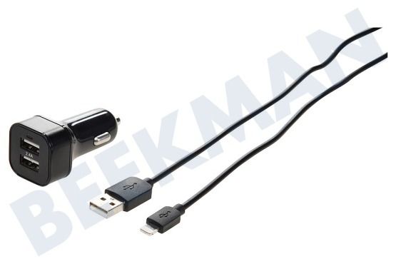 Apple  Autolader Apple Lightning 2.4A Dual USB, 100cm