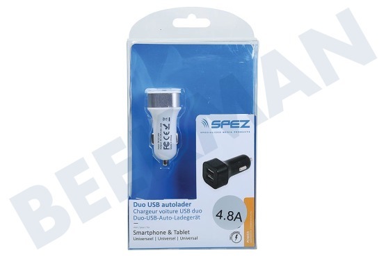 Spez  Dual USB Autolader 4.8A, Wit