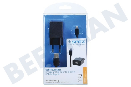 Spez  USB Thuislader Apple Lightning 1.5A incl. kabel 100cm