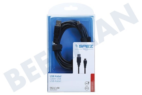 Azpen  Micro USB Kabel 300cm Zwart