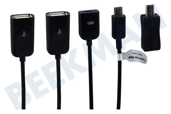 Hannspree  OTG kabel Micro-USB (M) naar 2x USB-A en 1x Micro-USB (F)