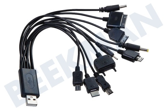 Adac  USB Kabel Met 10 connectoren, 26cm