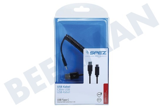 Universeel  USB Kabel Type C, Spiraal, Max. 100cm