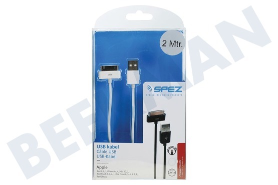 Spez  USB Kabel Apple Dock connector, Wit, 200cm
