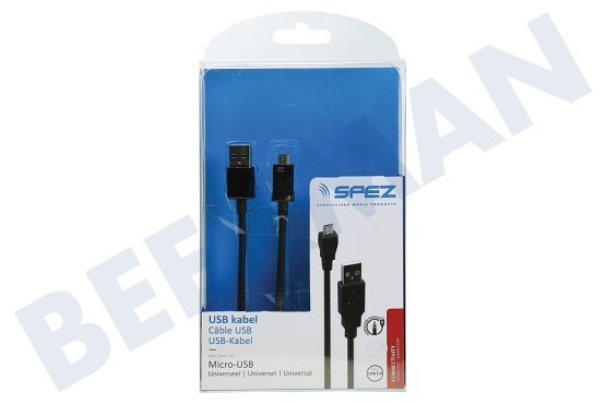 Ampe  USB Kabel Micro USB, Zwart, 100cm