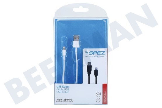 Spez  USB Kabel Apple 8-pin Lightning connector, 200cm, Wit