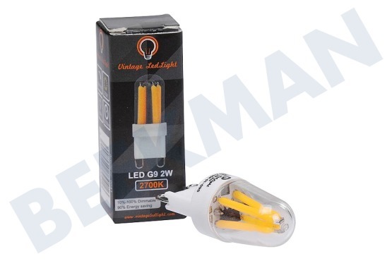 Vintage LedLight  LED G9 Filament Helder 2W 2700K Dimbaar 16x46.5mm