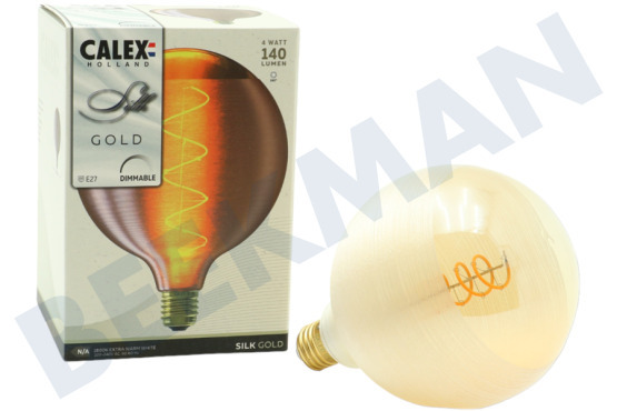 Calex  2001001100 Silk G125 Goud Spiraal Filament E27 4,0W Dimbaar
