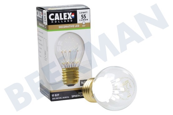 Calex  1301004400 Calex Pearl LED Kogellamp 240V 0,9W E27 P45, 14-leds
