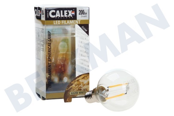 Calex  425102 Calex LED Volglas Filament Kogellamp 240V 2W 200lm E14