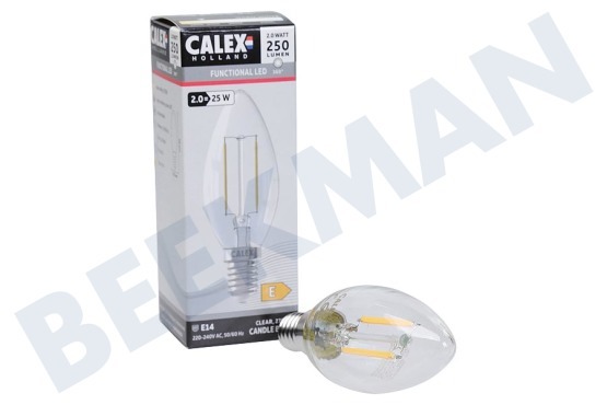 Calex  1101000600 Calex LED Volglas Filament Kaarslamp 240V 2W 250lm E14