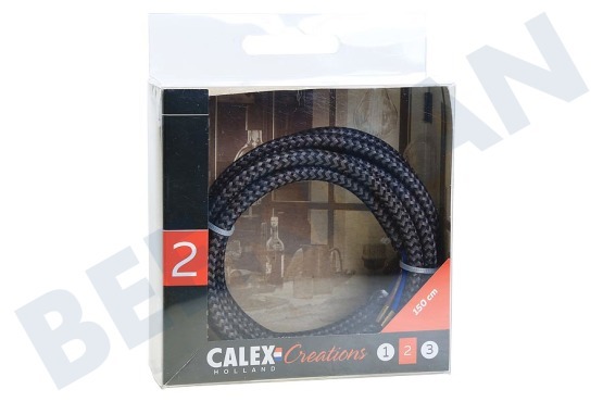 Calex  940242 Calex Textiel Omwikkelde Kabel Zwart/Grijs 1,5m