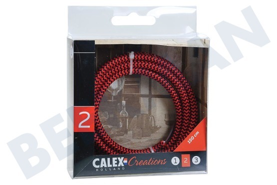 Calex  940240 Calex Textiel Omwikkelde Kabel Rood/Zwart 1,5m