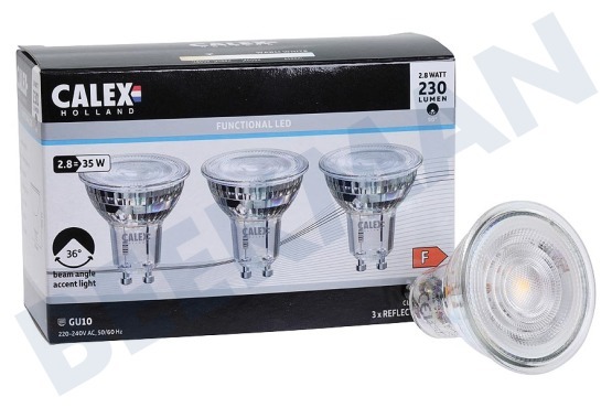 Calex  1301007100 LED SMD GU10 Glas  2,8W 2700K - 3 Pack