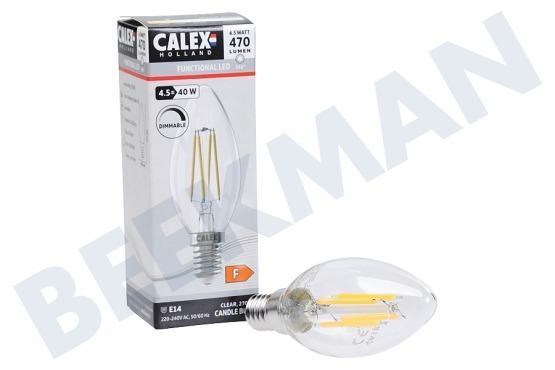 Calex  1101006700 LED Kaars B35 Helder Straight Filament E14 4,5W