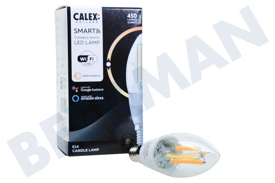 Calex  Smart LED Filament Clear Kaarslamp B35 E14 Dimbaar