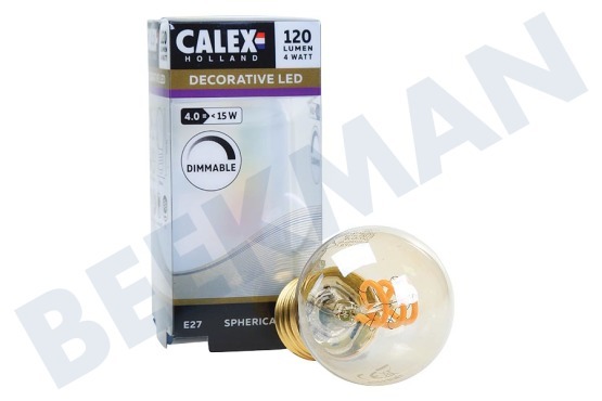 Calex  Kogel LED lamp Flexible Filament Gold E27 Dimbaar