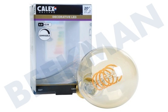 Calex  Globe G80 LED lamp Flexible Filament Gold E27 Dimbaar