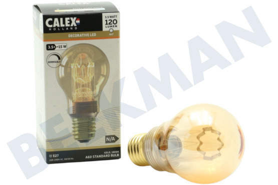 Calex  LED Glassfiber Standaard A60 Goud SMD E27 3,5W Dimbaar