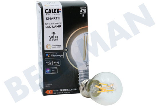 Calex  Smart LED Filament Clear Kogellamp P45 E27 Dimbaar