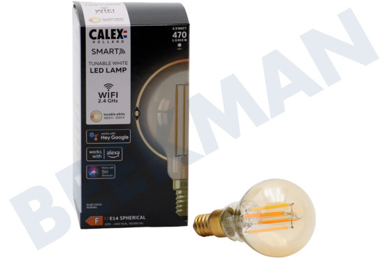Calex  Smart LED Filament Rustic Gold Kogellamp E14 Dimbaar