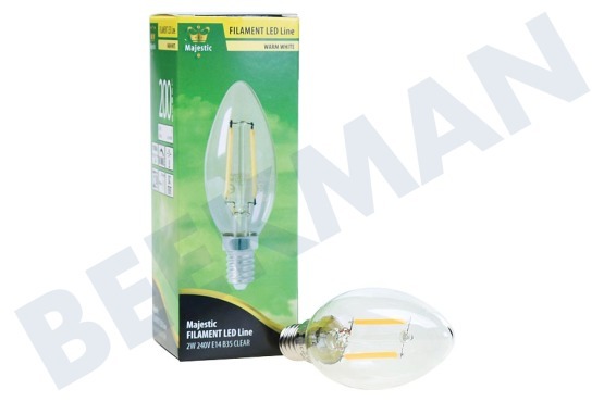 MAJESTIC  960482 Majestic LED Volglas Filament Kaarslamp 2W E14 Helder