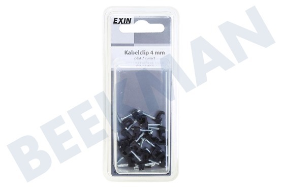 Exin  Clip 4mm plat zwart 20 stuks