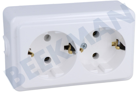 Kopp  Wandsteckdose Aufputz, 2-fach mit Schutzleiter Weiß