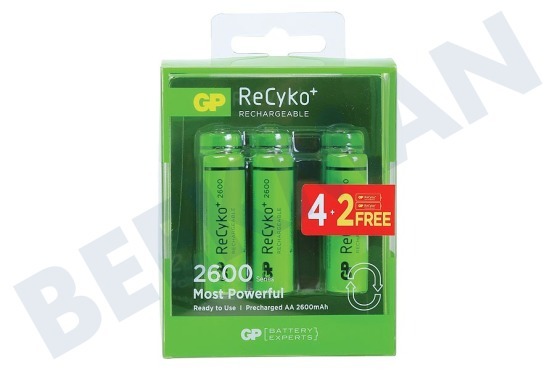 GP  LR6 ReCyko+ AA 2600 - 4+2 oplaadbare batterijen