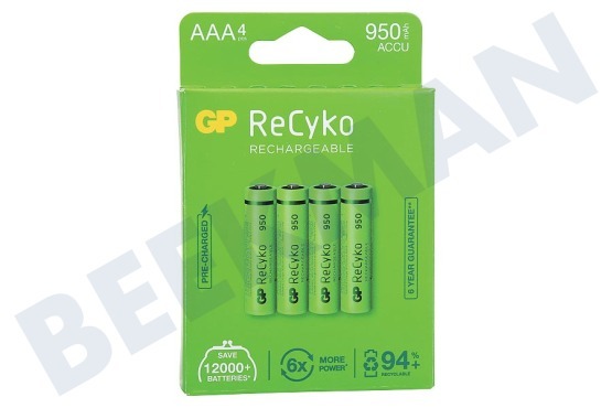 GP  LR03 ReCyko+ AAA 950 - 4 oplaadbare batterijen