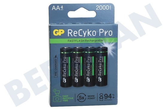 GP  LR6 ReCyko+ Pro Photoflash AA 2000 - 4 oplaadbare batterijen