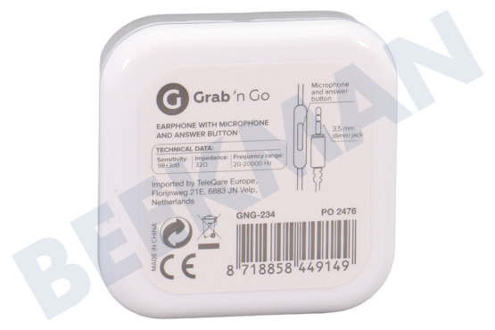 Universeel  GNG234 Hoofdtelefoon 3,5mm met Microfoon, Wit