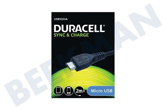 Duracell  USB5023A Micro USB Kabel Zwart 2 Meter