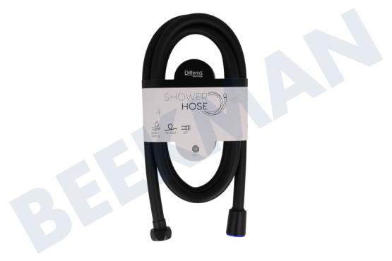 Differnz  Doucheslang Mat zwart 1,5 meter, PVC, 1/2"