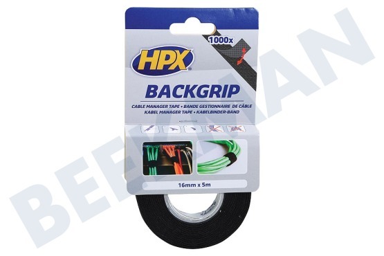 HPX  UM1910 Back Grip Zwart 16mm x 5m
