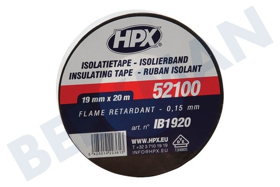 HPX  52100 PVC Isolatietape Zwart 19mm x 20m