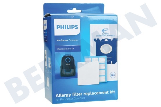 Philips Stofzuiger FC8074/02 Philips Performer Compact Allergy filter replacement kit